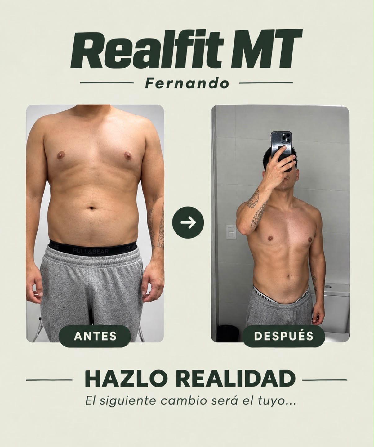 Dani, antes y después de 6 meses de entrenamiento online: 8 kg de músculo